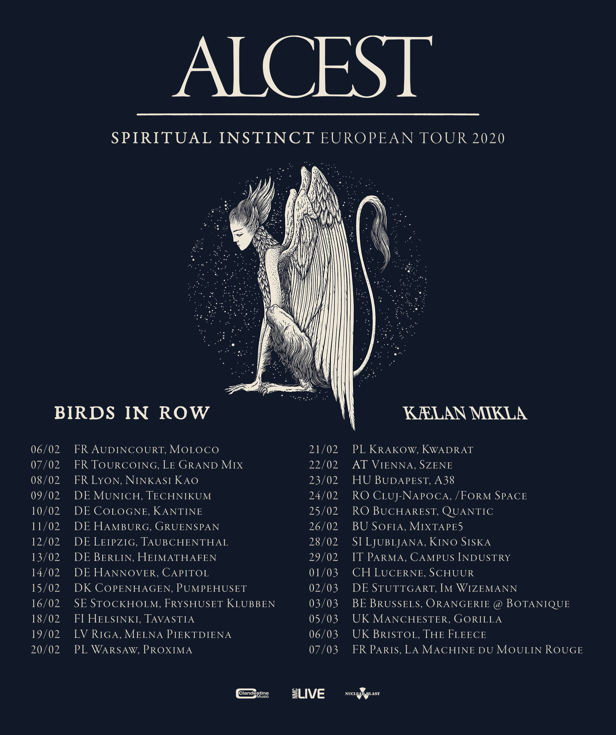 Tourplakat Alcest - Spiritual Instinct European Tour 2020